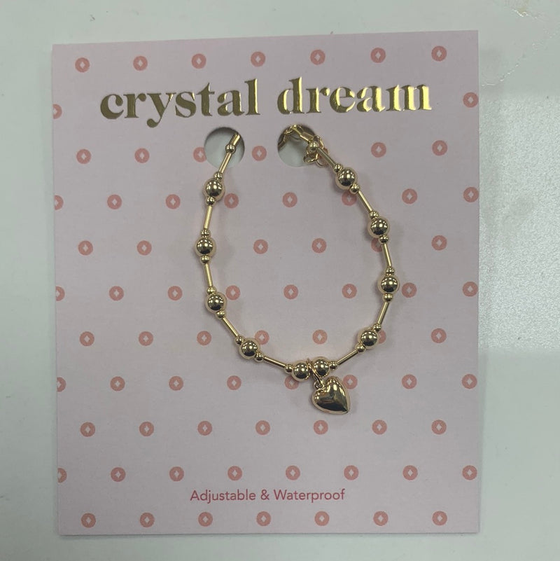 Gold with heart pendant bracelet