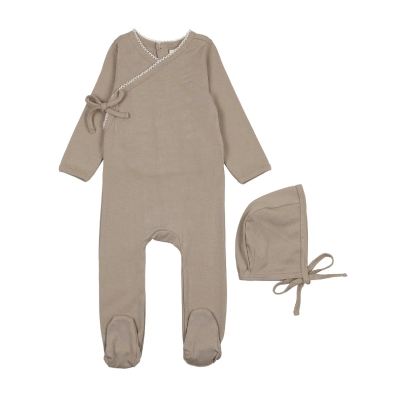 Taupe Footie with Bonnet